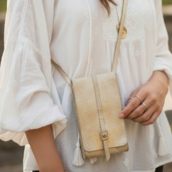 Hobo Token Gold Dust Leather Cross Body Bag